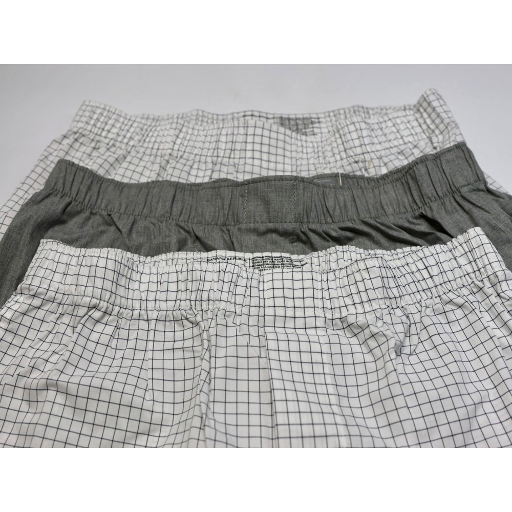 Banana Republic Mens Grey white‎ 100% Cotton Boxers 3 Pack, S Small